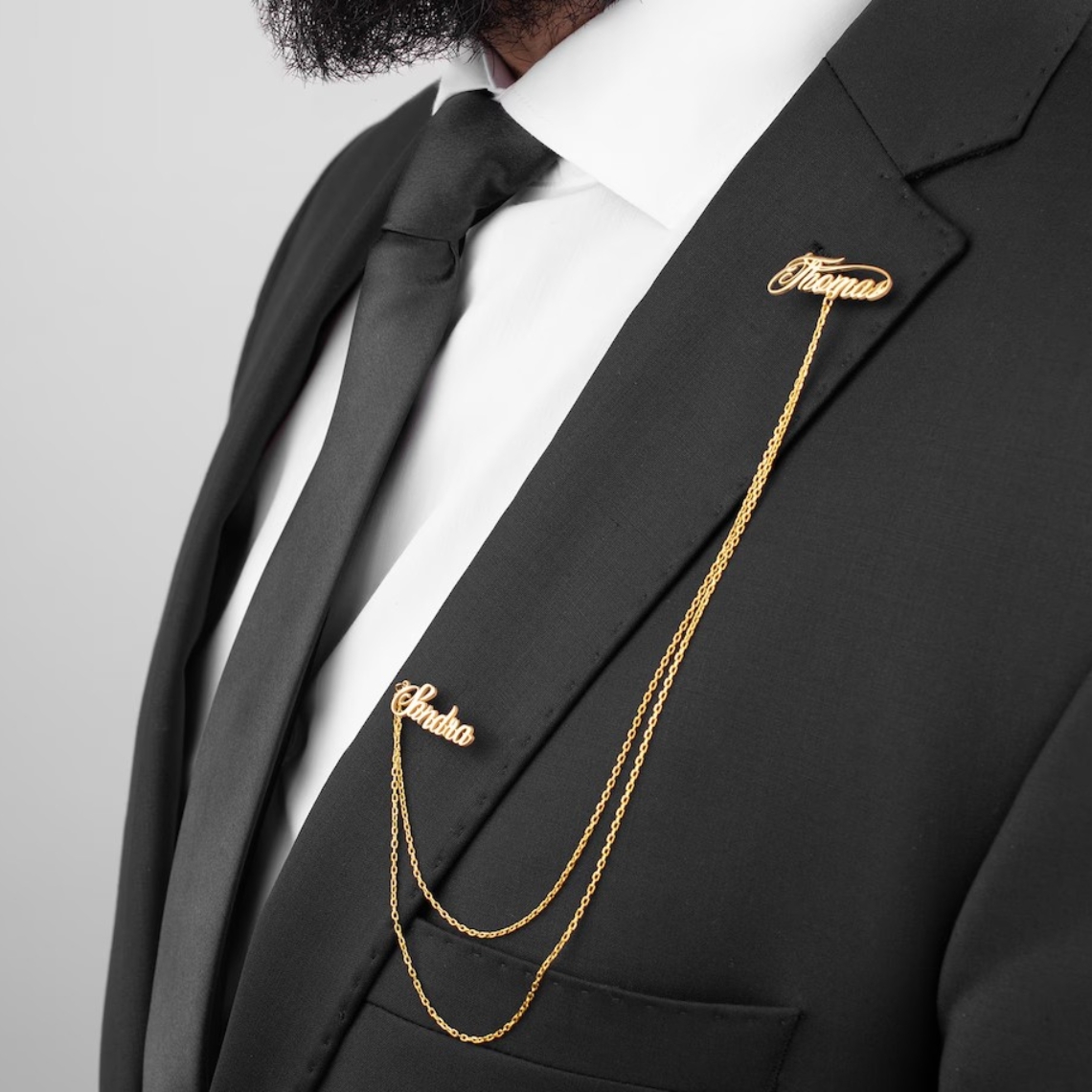 Men'S Grooming - Custom Double Name Brooch Men Western-style
