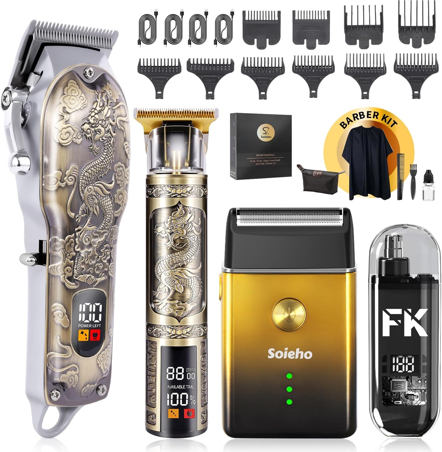 Beard Trimmer Cordless - Men's Cordless Hair Clipper Set with