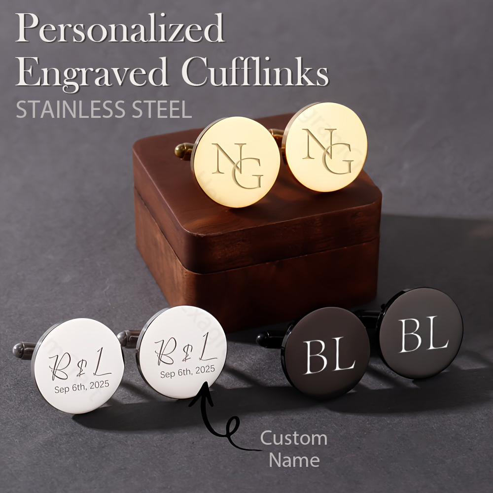 1pair Personalised Name Cuffli - Men'S Grooming 评论和价格