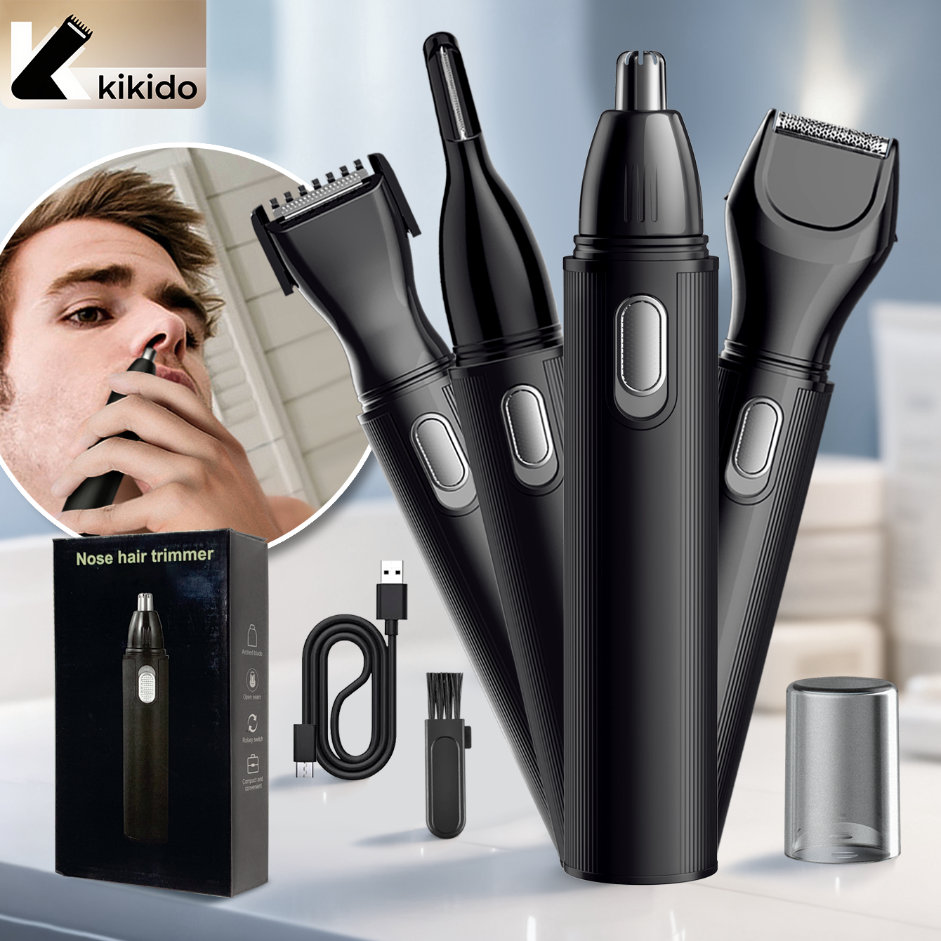 KIKIDO 4 in 1 Nose Hair Trimme - Beard Trimmer Cordless 评论和价格