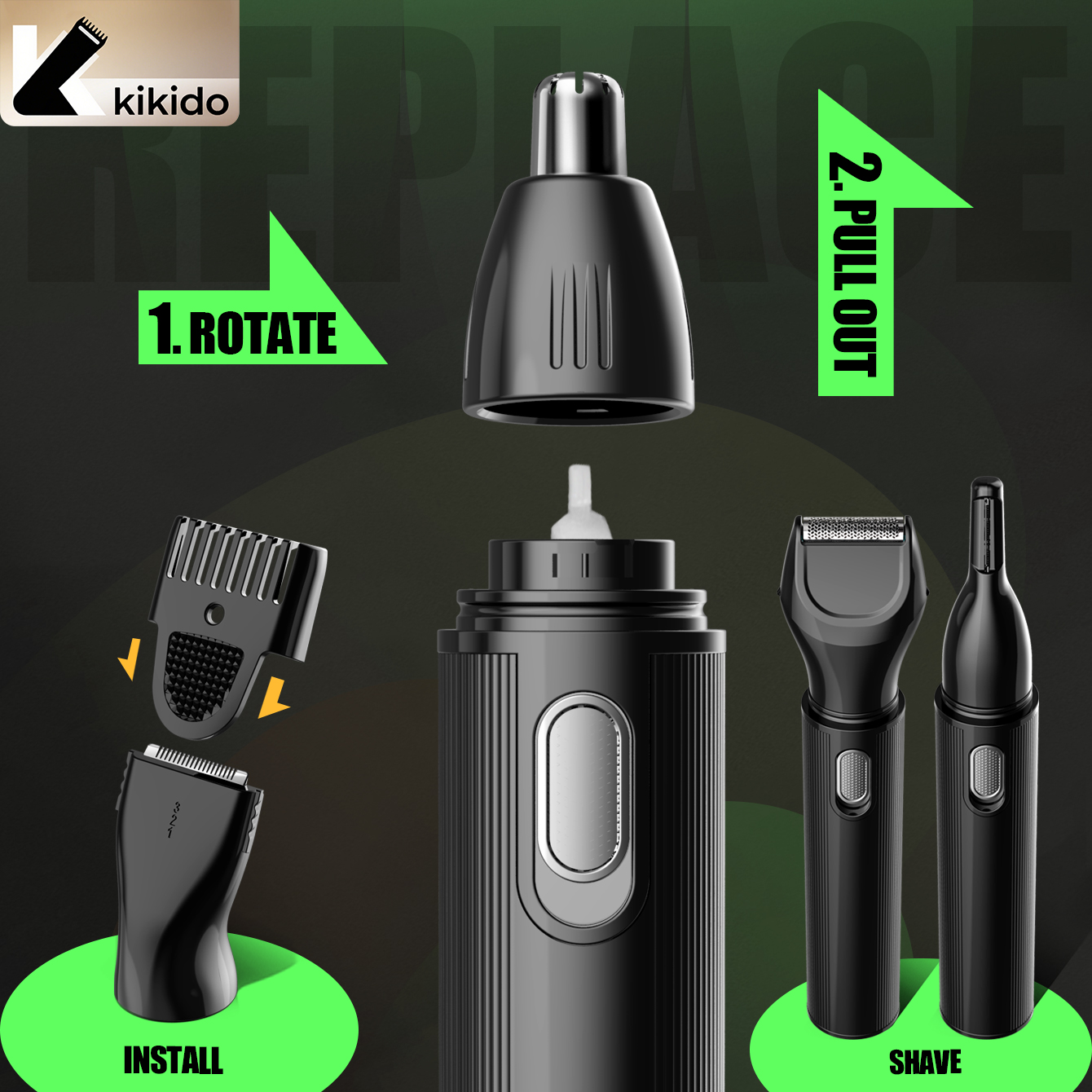 KIKIDO 4 in 1 Nose Hair Trimme - Beard Trimmer Cordless 评论和价格