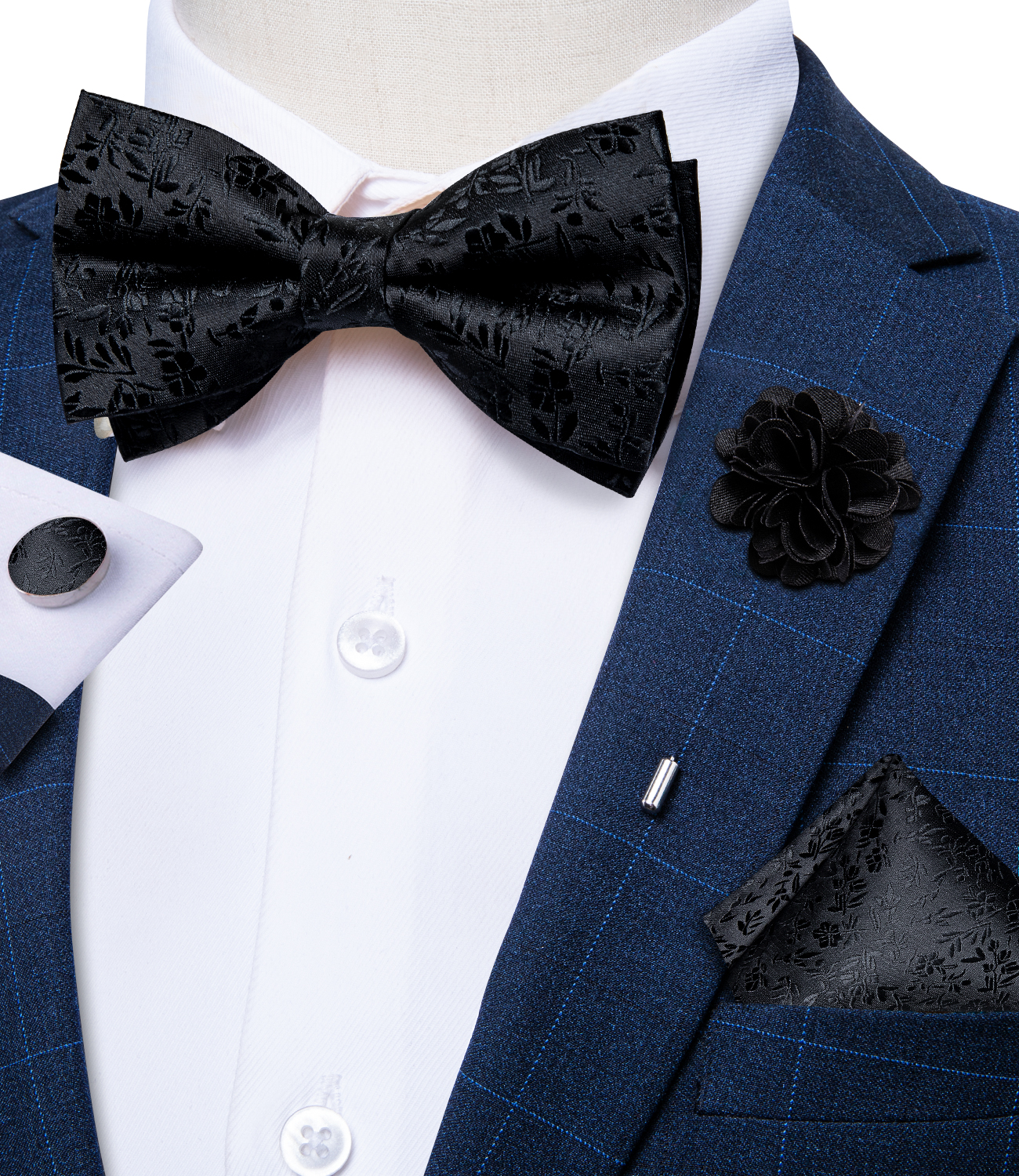 4Pcs Black Solid Floral Men's  - Men'S Grooming Set Gift 评论和价格